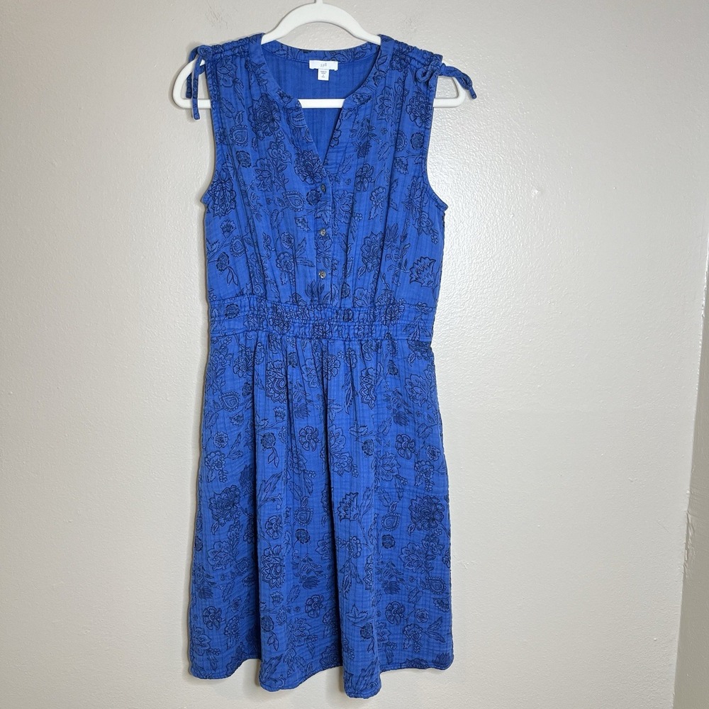 Women's Dress J Jill S Tall Double Gauze Floral Boho Pockets Casual Beach Resort